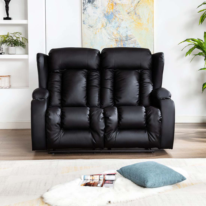 Deneishia 2 Seater Reclining Sofa, Black