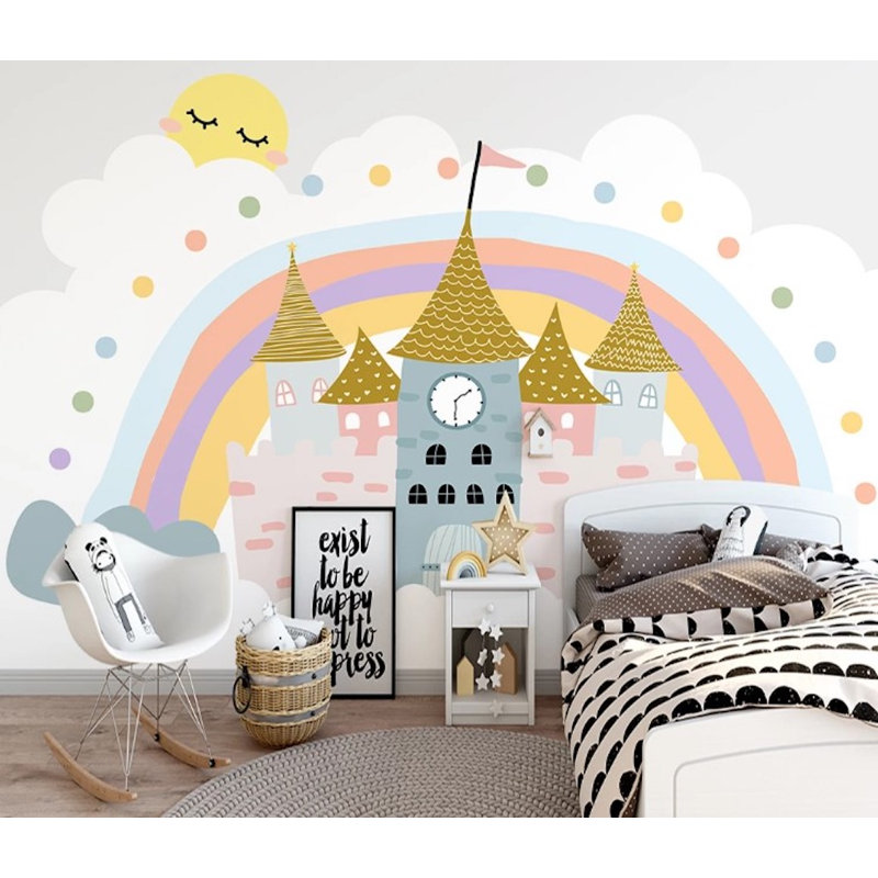 Papier peint amovible Rainbow Castles Sleeping Sun Clouds, L 114 po x l 204 po