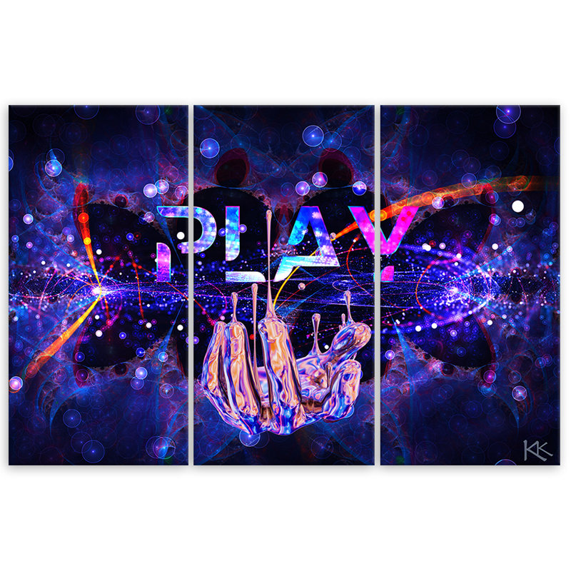 Neon With The Inscription Game - No Frame Print on Canvas