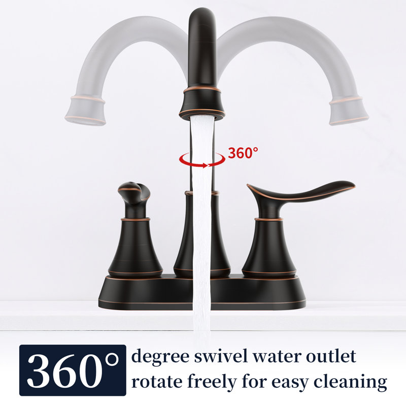 4-Inch Oil Rubbed Bronze Lavatory Faucet With Two Handles - Stylish And Practical Pop-Up Drain For Bathroom Vanity Sink Faucets 2 Lever Design Supply Hoses