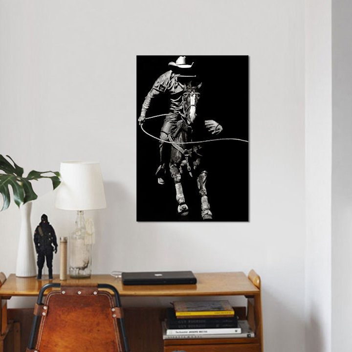 «Scratchboard Rodeo VIII» par Julie T. Chapman - impression sur toile tendue, H 26 po x l 18 po x P 1,5 po, Toile tendue