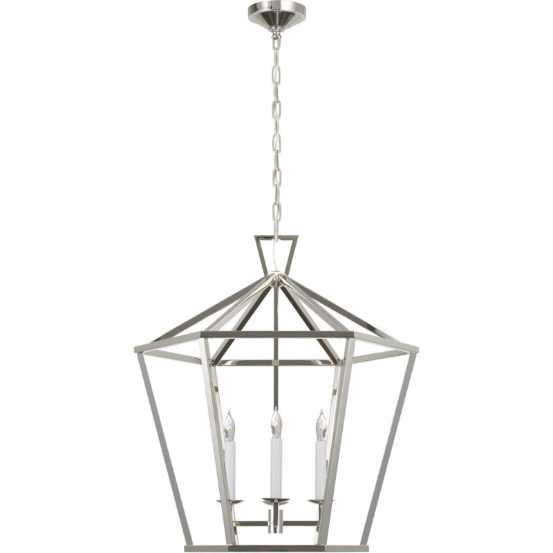 Chapman & Myers Darlana Small Hexagonal Lantern, 29" H x 26" W x 26" D, Polished Nickel