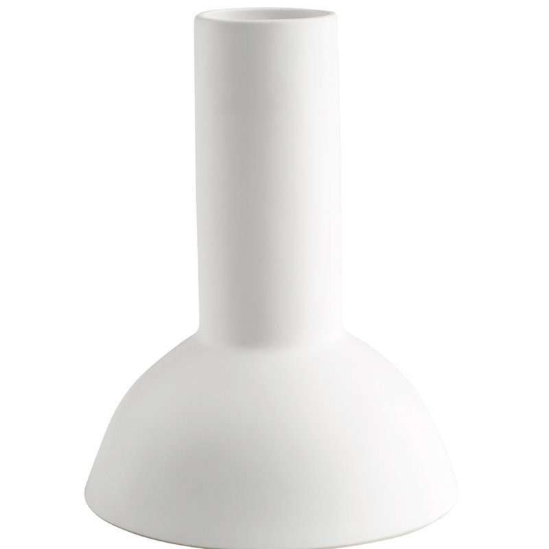 Vase de table en céramique blanc purezza, H 12,5 po x l 9,75 po x P 9,75 po
