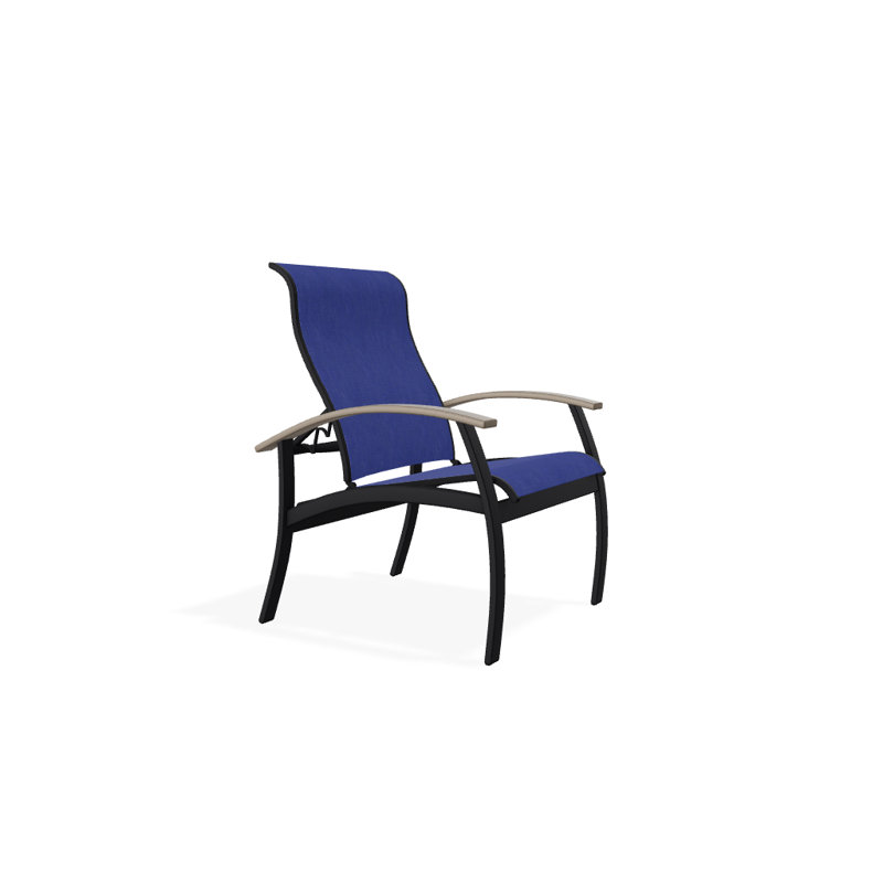 Chaise de patio Askar, Atlantis bleu royal Sunbrella®, Désert, Noir texturé