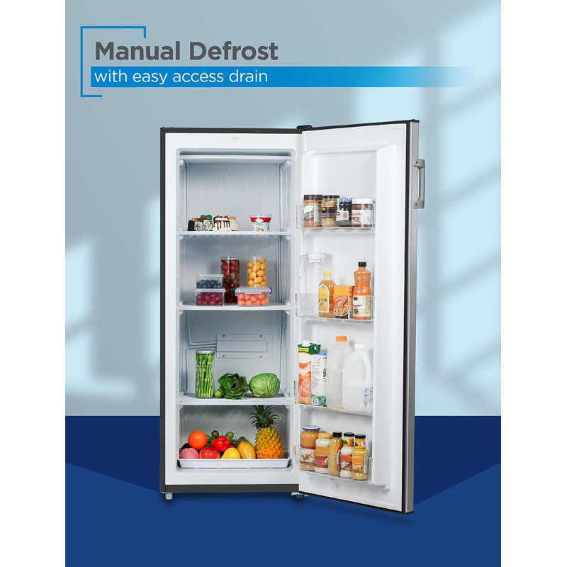 BLACK+DECKER 8.5 Cu. Ft. Upright Freezer, Stand Up Freezer with Mechanical Temperature Control,Freezer with 3 Shelves and 4 Door Bins, Manual Defrost,R600a Refrigerant, BUF850LS,Stainless Steel Look