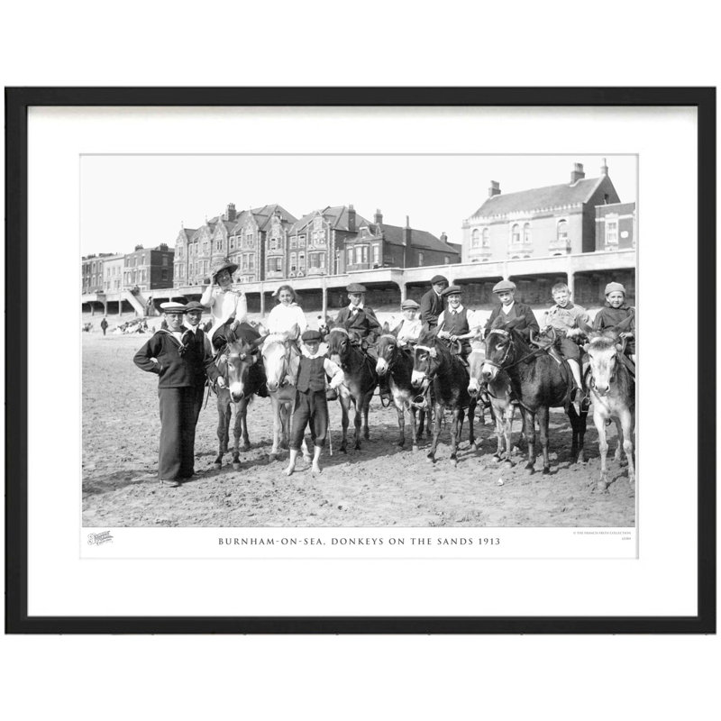 Burnham-on-Sea, Donkeys On The Sands 1913 - Single Picture Frame Print, 40cm H x 50cm W x 2.3cm D