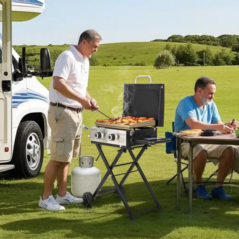 Foldable Cart-style 2-burner Gas Griddle