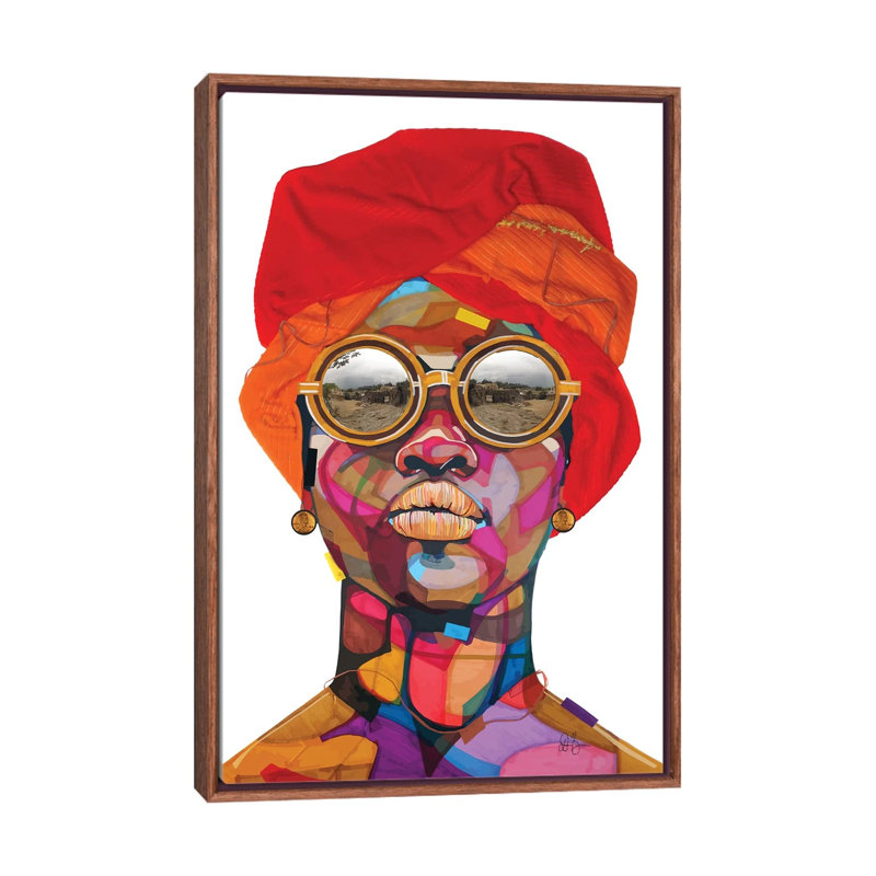 Reflections - impression d'art graphique, Pas de tapis, H 26 po x l 18 po x 1,5 po, Toile avec cadre en bois brun classique