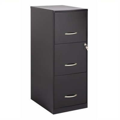  Classeur vertical moderne en métal noir à 3 tiroirs pré-assemblé