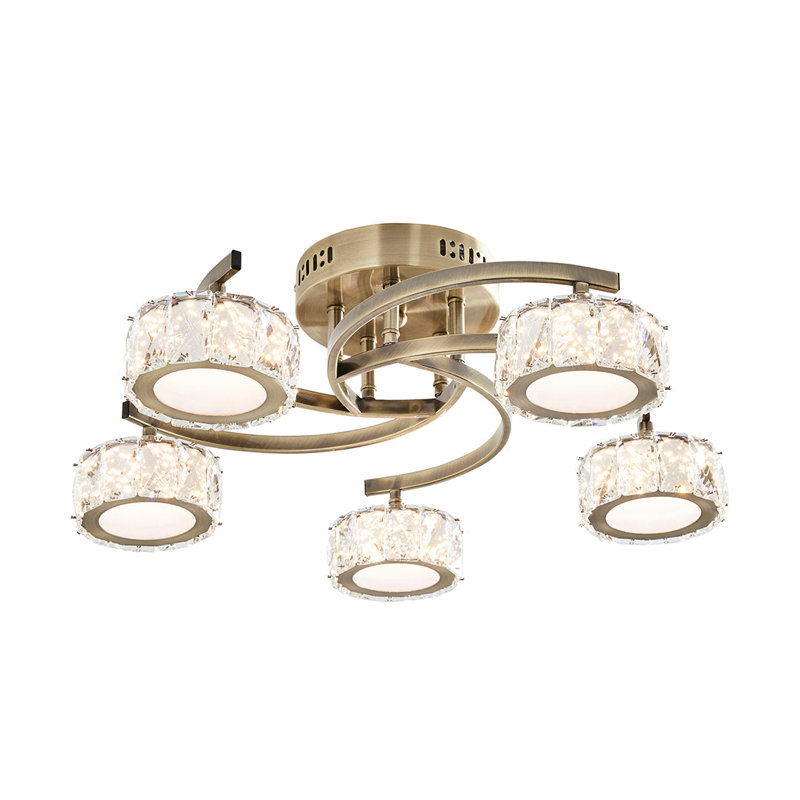 Glass LED Semi Flush Mount, 5 Lights