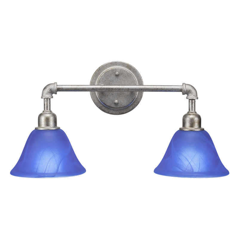 Éclairage pour meuble-lavabo 2 lumières rétro Rutha, Bleu italien, Argent