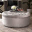 Repose-pieds rond en velours gris clair H 15 po x l 37,25 po x P 37,25 po Miralena-1616836030