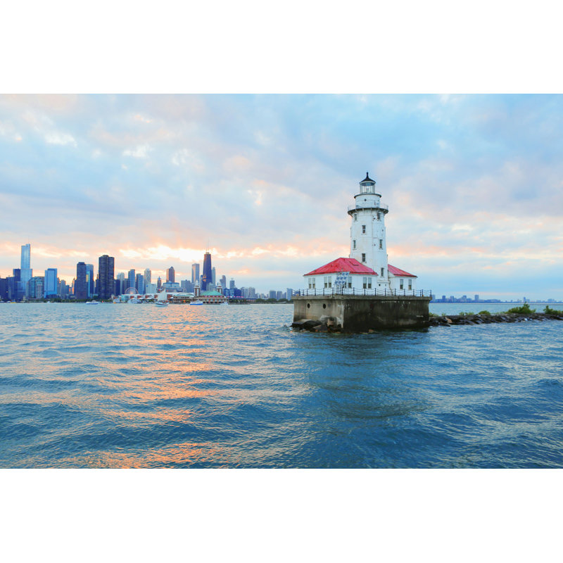 Mcconnelsville Chicago Lighthouse par - Photographie de toile tendue, H 8 po x l 12 po
