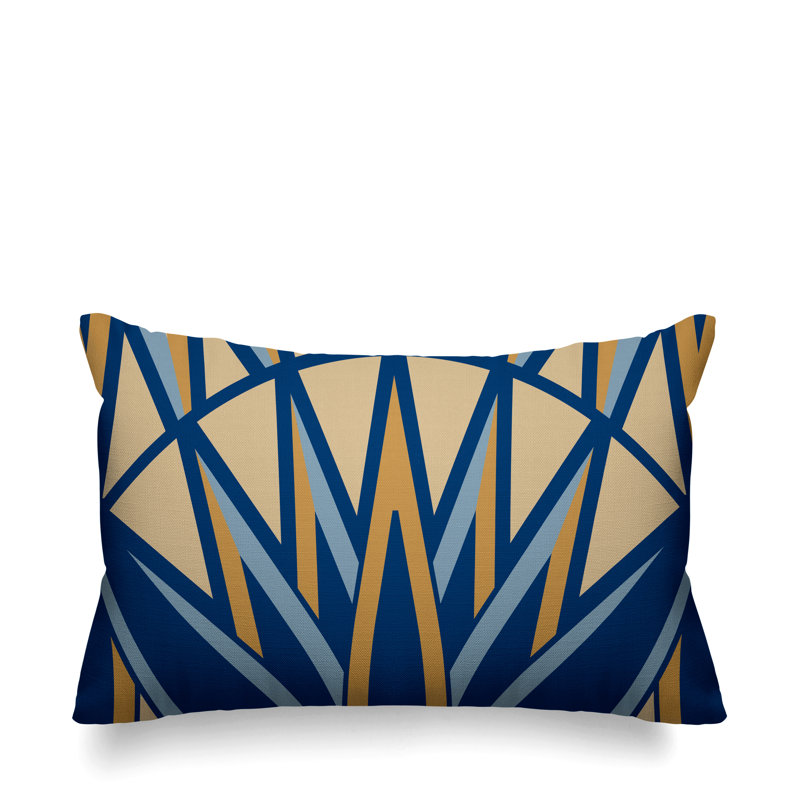 Ella Geometric Outdoor Reversible Throw Pillow, Blue