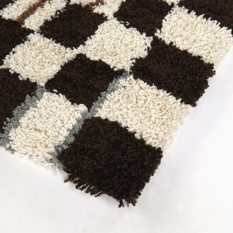 Kraus Brown Modern Checkered Area Rug, Rectangle 5 pi 3 po x 6 pi 11,9 po