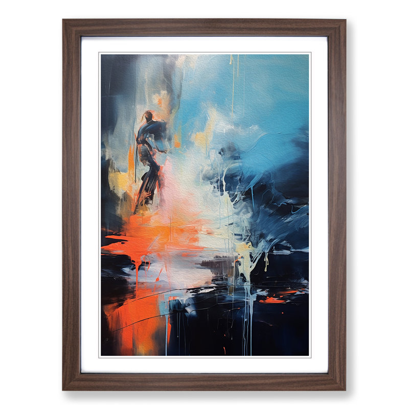 Stream Gestural - Framed Print, Walnut, 46" H x 34" W x 2" D