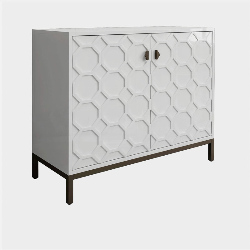 Sally Accent Glossy Cabinet In White