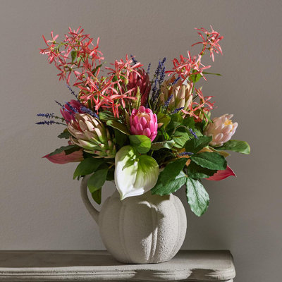 29"HX26"WX27"L PROTEA/ FRINGETREES/ANTHURIUM IN TERRA COTTA PITCHER