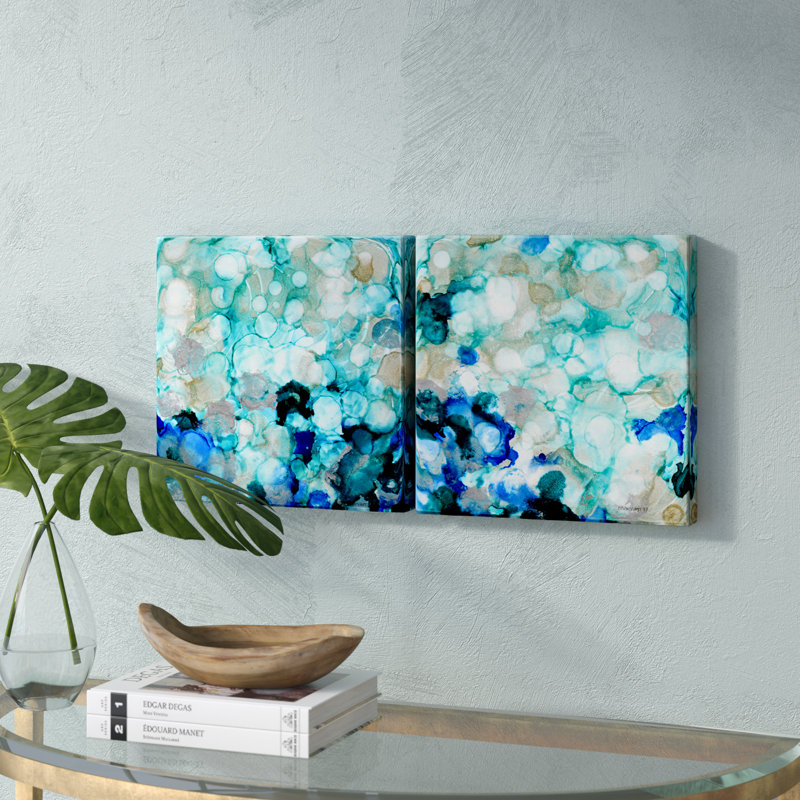 «Mermaid Pearls I / II» par Norman Wyatt Jr. - 2 pièces sur toile tendue, H 16 po x l 32 po x p 1,5 po