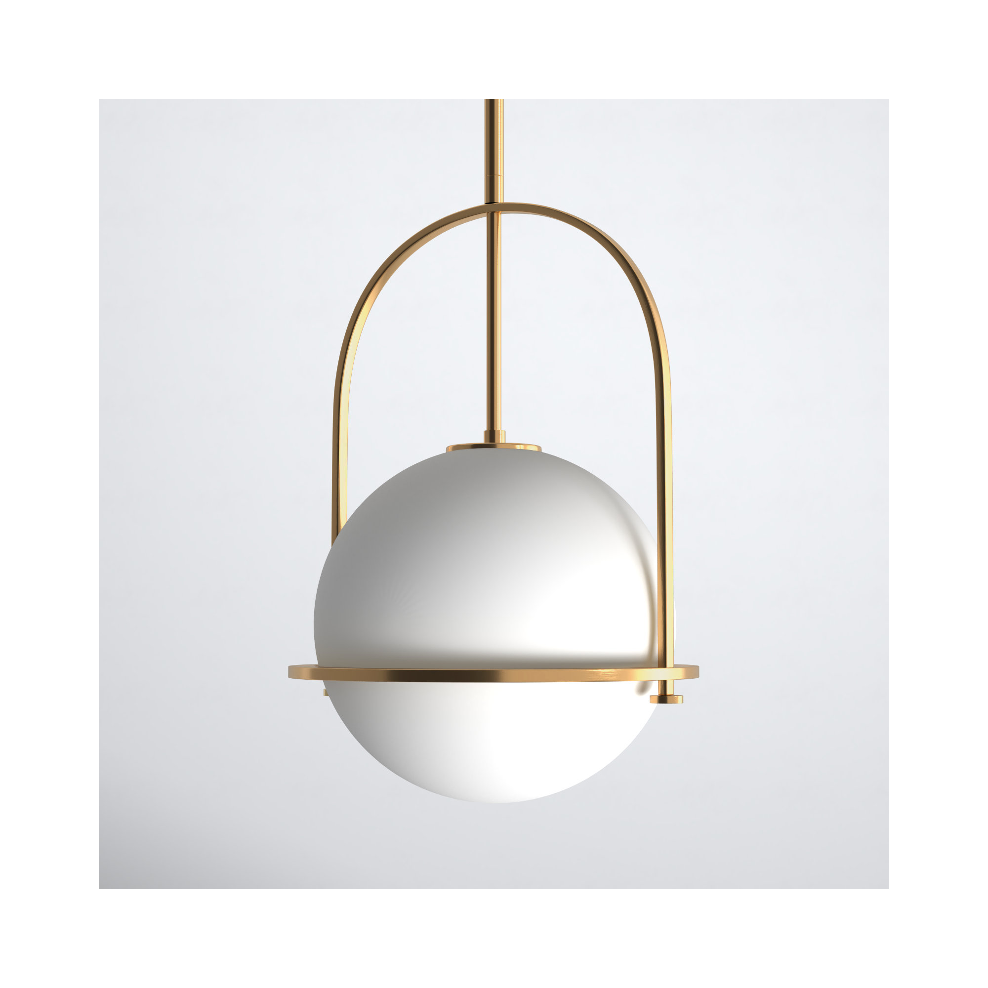 Arie 1-Light Steel Pendant with Globe Shade, 17" H x 11.5" W x 11.5" D, Heritage Brass