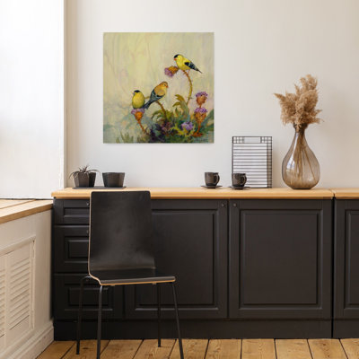 American Goldfinch No. 1 Contemporary Bird Lavender Wildlife Art