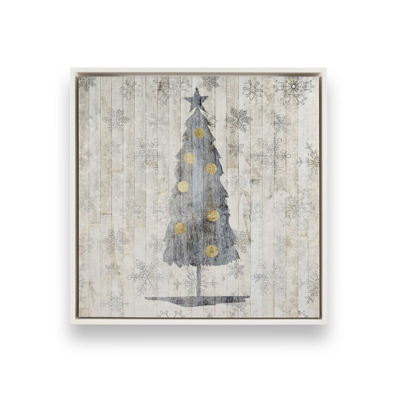 Arbre de Noël, reproduction sur toile dans un cadre poli, Cadre blanc, H 32,75 po x l 32,75 po x P 1,75 po