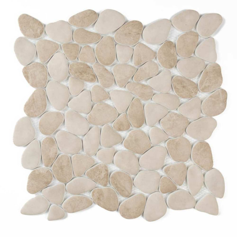 Huron Glass Pebbles Mosaic Tile, Sand Stone