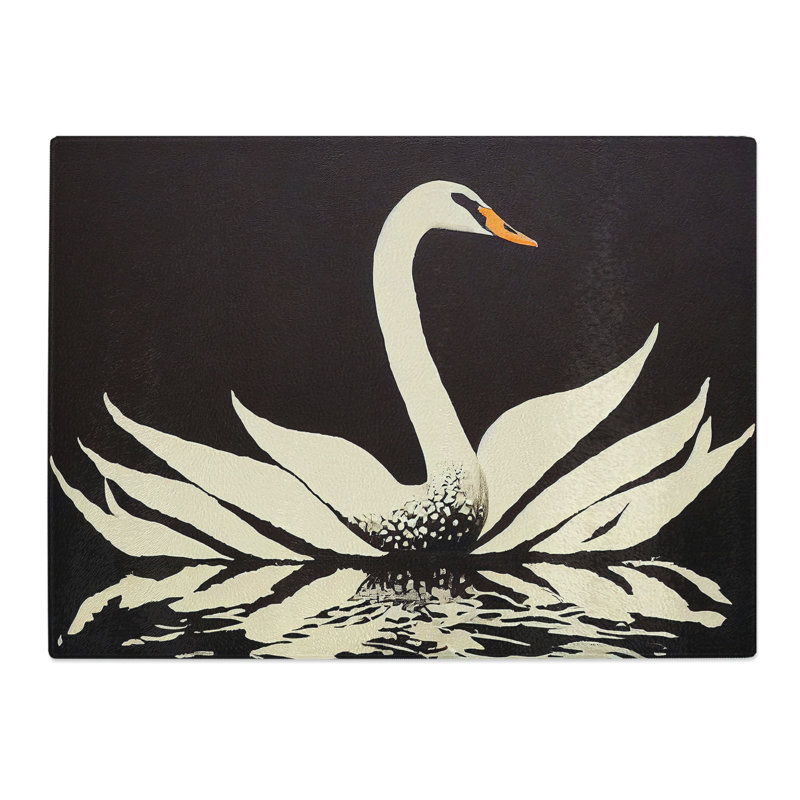 Eye Catching Swan Abstract  Glass Chopping Board