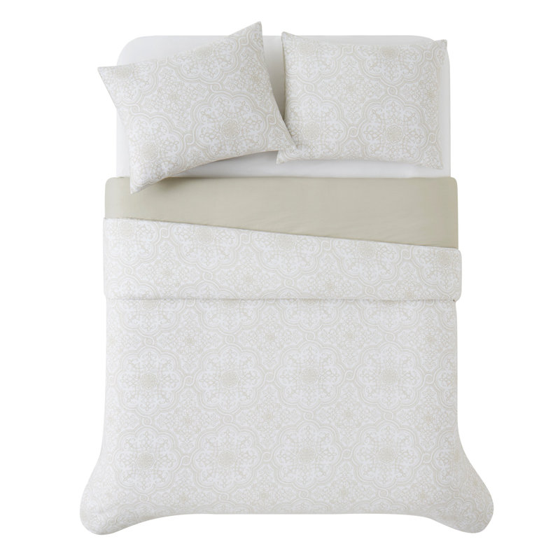 Fuad Cotton Sateen Damask Comforter, Twin Comforter + 1 Standard Sham