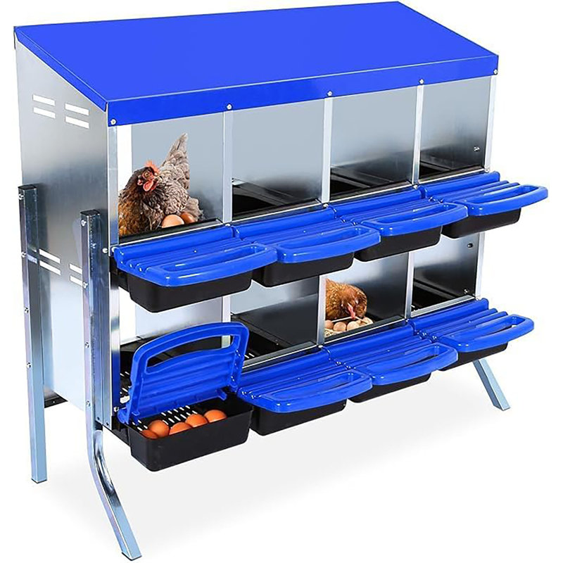 Poulailler, boîte de ponte, équipement de poulailler ventilé en poulailler en métal, H 37,4 po x l 42,32 po x P 20,47 po