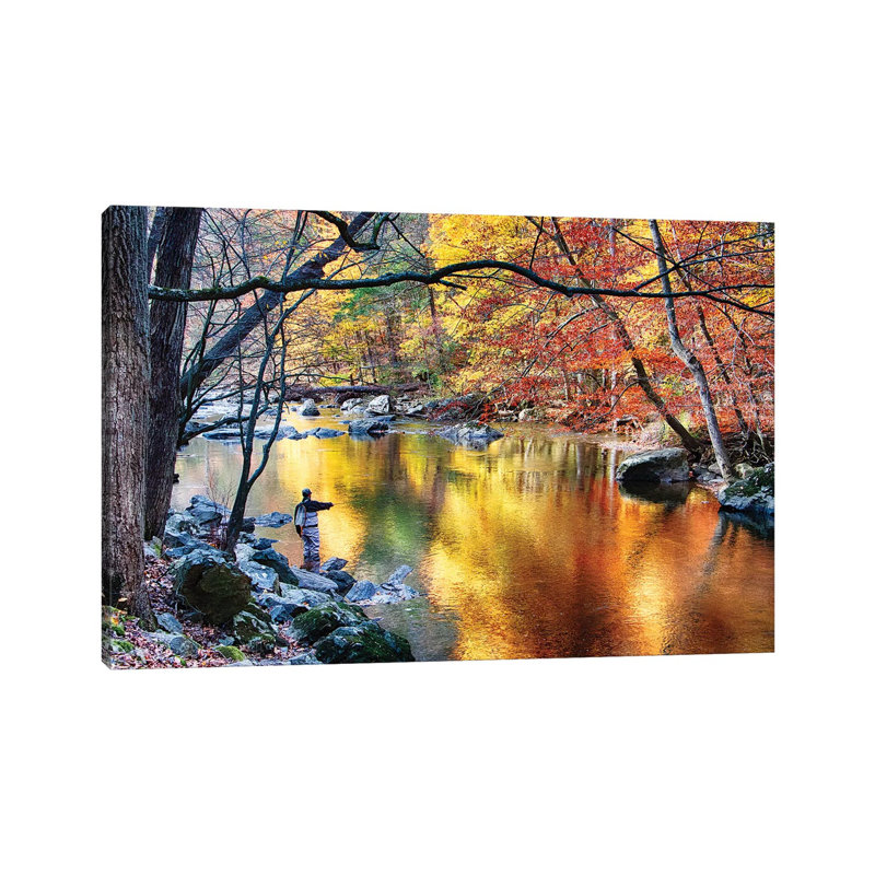 Colorful Casting, Blak River, New Jersey by George Oze - Wrapped Canvas Print, 20.32cm H x 30.48cm W x 1.905cm D