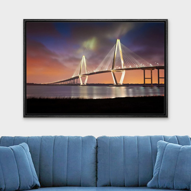 Architecture, bâtiment, Arthur Ravenel, pont Cooper River, Charleston, Caroline du Sud, H 24 po x l 36 po x P 1,5 po