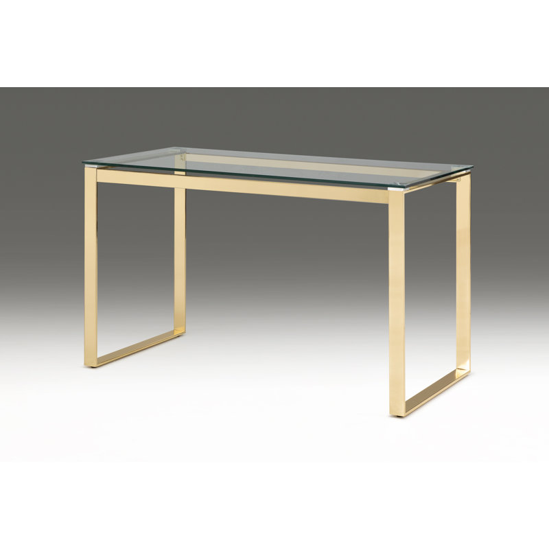 Glass Top Desk With Gold Metal Legs