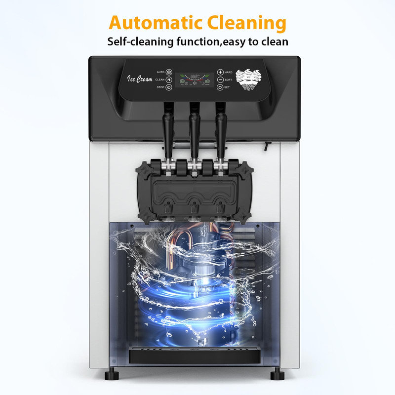 Machine à glaçons commerciale 2200W 7,4 gallons / H double trémie 2 + 1 saveurs LCD nettoyage automatique pour les magasins