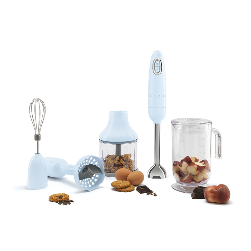 SMEG 50's Retro Style Hand Blender with accessories, Pastel Blue
