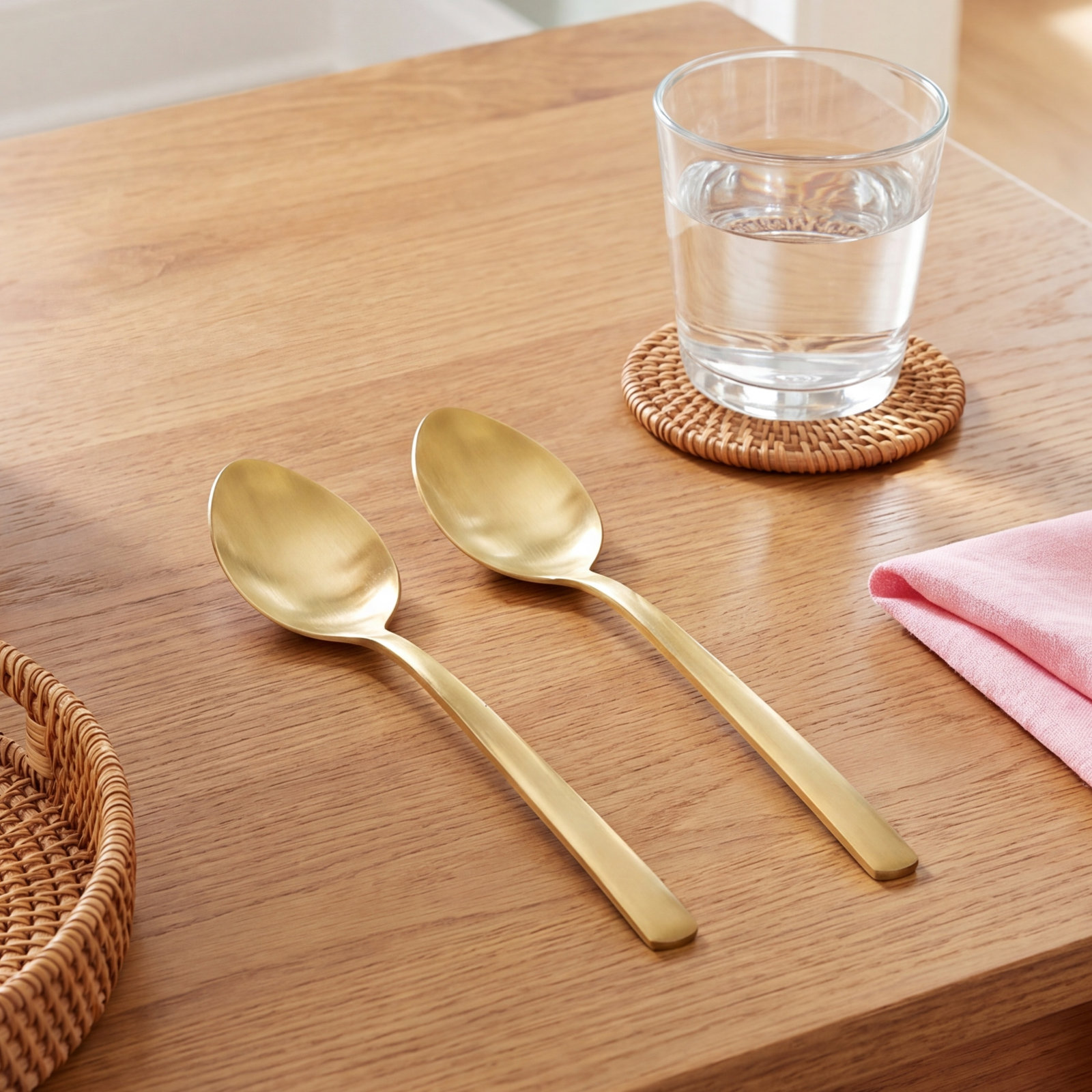 Stainless Steel Serving Spoon, Gold