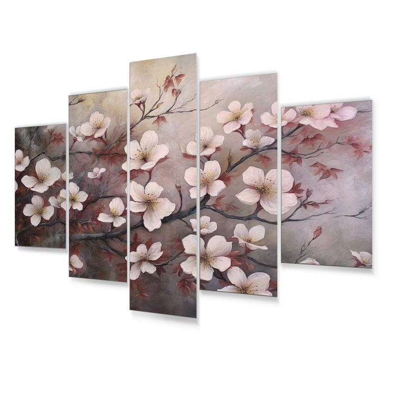 Ensemble de salon art mural en métal rose et gris Dogwood Elegance I