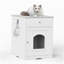Armoire de rangement en bois pour litière pour chat avec tiroirs, table d'appoint, cage intérieure pour animal de compagnie, armoire de chevet pour chat (blanc)