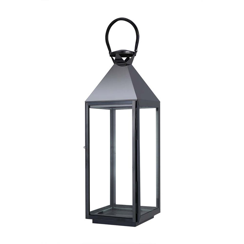Stainless Steel Floor Lantern, 71cm H x 23cm W x 24cm D, Black