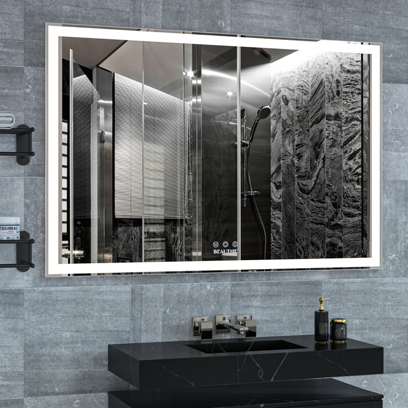 60X40 Inch Oversized LED Bathroom Mirror Wall Mounted Mirror With 3 Color Modes  Aluminum Frame Large Wall Mirror For Bathroom