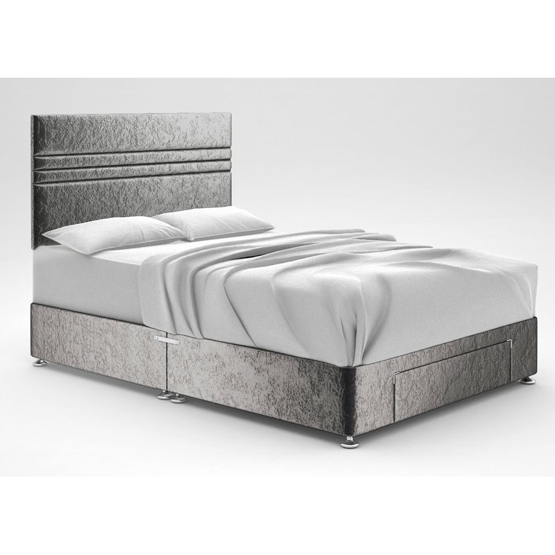 Ostara Divan Bed Base, 2 Drawers Same Side, Silver, Small Single (2'6)