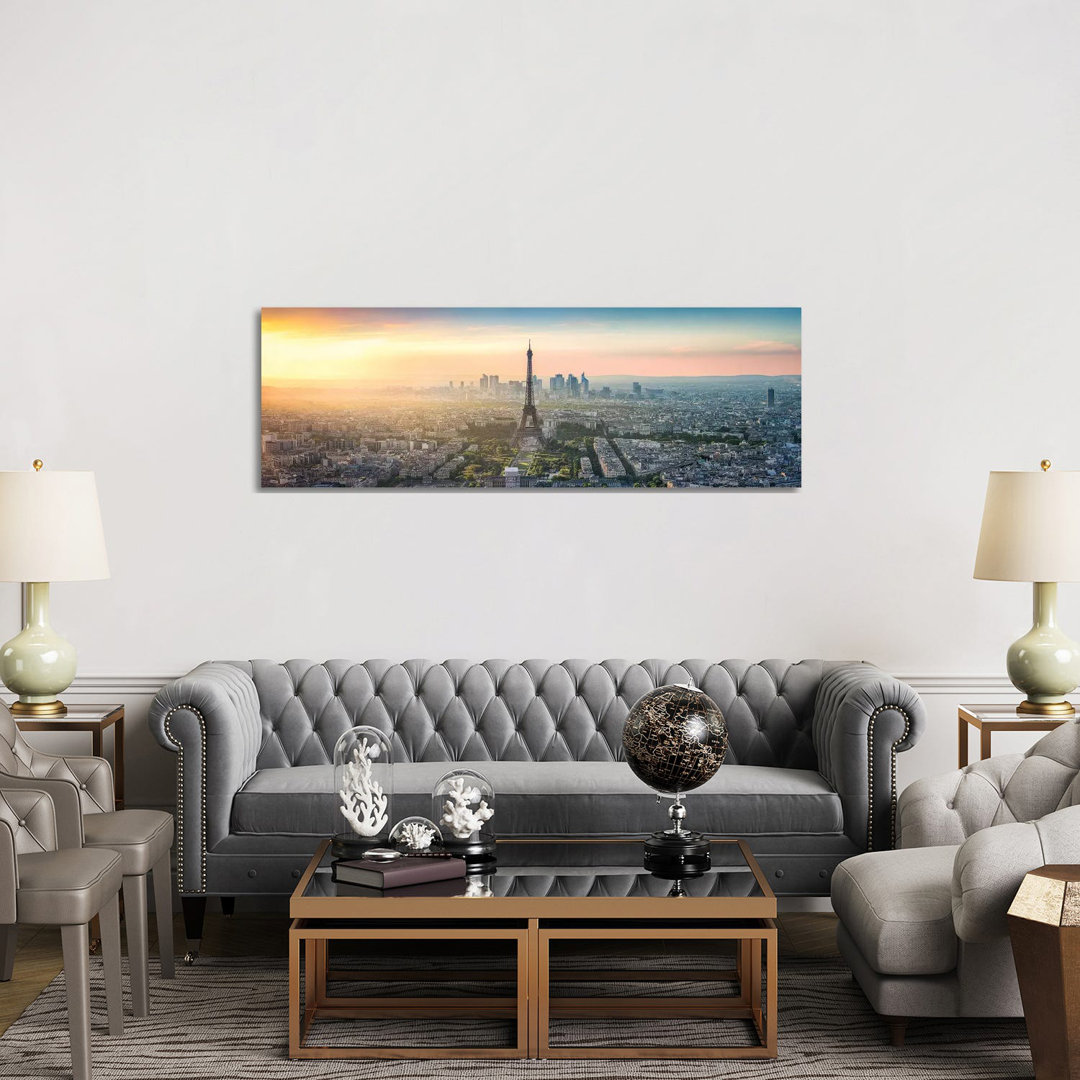 Paris Skyline Panorama With Eiffel Tower by Jan Becke - Wrapped Canvas Panoramic Gallery-Wrapped Canvas GiclÃ©e