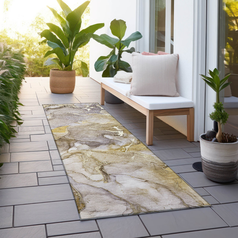 Tapis intérieur / extérieur Alfonzo avec envers antidérapant, Tapis de couloir 2 pi 3 po x 7 pi 6 po