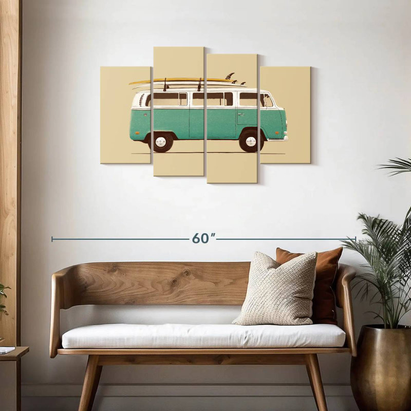 Mehar Blue Retro Van, H 27 po x l 43 po