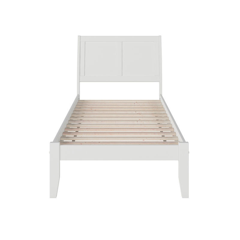 Lit plateforme en bois massif Lempley, Blanc