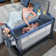 3 In 1 Nursery Center Includes Bedside Crib, Pack and Play, Diaper Changer, Diaper Organizer, Swivel Mobile, Baby Bassinet