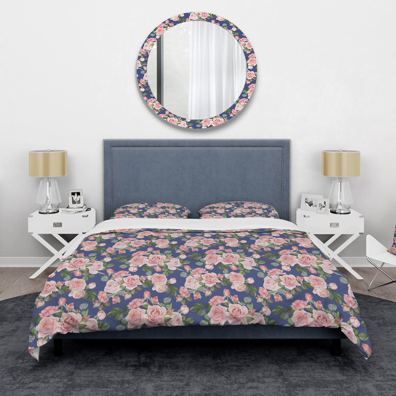 Roses rétro - ensemble de housse de couette traditionnel - microfibre de polyester