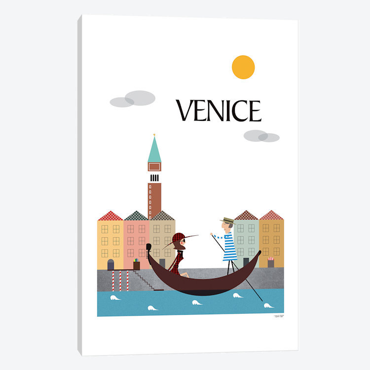 « venice », impression sur toile, H 26 po x l 18 po x P 1,5 po, Pas de tapis, Toile tendue