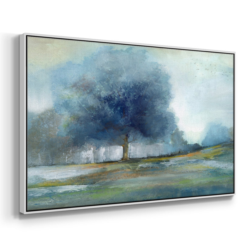 Arbre fantaisie - reproduction sur toile avec cadre flottant, H 27 po x l 41 po x P 2 po, Blanc