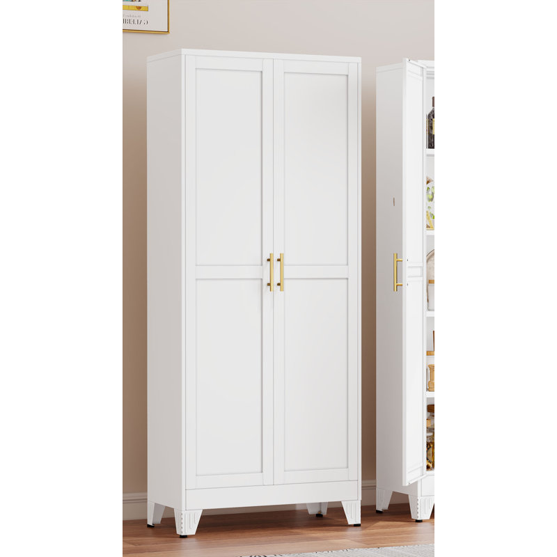70.87"H Tall Modern China Cabinet Hutch and Pantry With 4 Adjustable Shelves, White